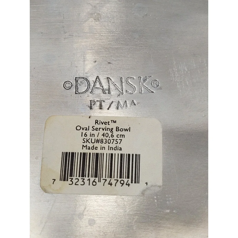 Dansk Rivet‎ Serving Bowl aluminum holloware Metal Modern discontinued 16